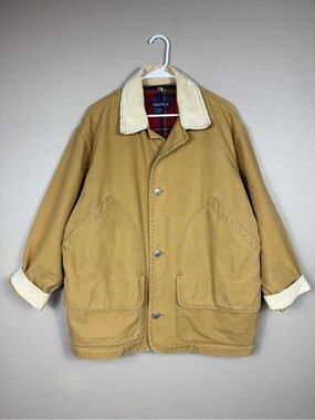 Vintage Y2K Nautica Barn Field Canvas Full Zip Wool Plaid Blanket Liner Coat